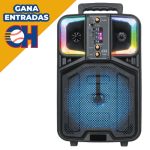 Bocina Bluetooth Portátil 8 con Micrófono  20W, LED, USB/SD, Radio FM