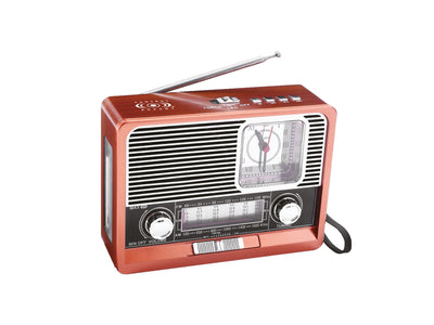 Radio Portátil Estilo Retro CE-C29AMBT AM/FM, Reloj, LED, AUX y Correa
