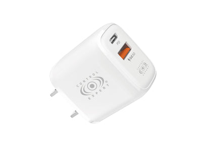 Cargador USB Y Tipo C PD 38W Blanco Carga Rápida