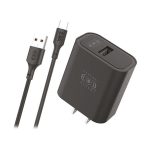 Combo Cargador Tipo C 2.4AMP Negro