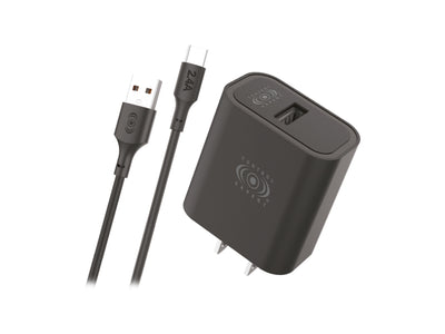 Combo Cargador Tipo C 2.4AMP Negro