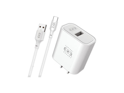 Combo Cargador Tipo C 2.4AMP Blanco