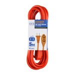 Extensión Eléctrica Uso Rudo 5 Metros Reforzada Color Naranja