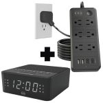 kit Radio Reloj Despertador FM CE-R2303 + Multicontacto de 10 Entradas CE-MUC6B