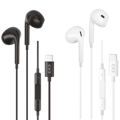 Audífonos con Cable Tipo C CE-CAU10  Sonido Estéreo, Micrófono Colores Blanco y Negro