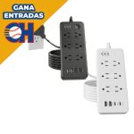 Multicontacto con Puertos USB y Tipo C  6 Entradas con Carga Rápida y Cable Resistente (20W)