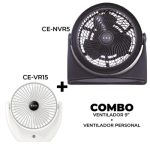 kit de Ventilador 9" 35W y ventilador portatil y recargable