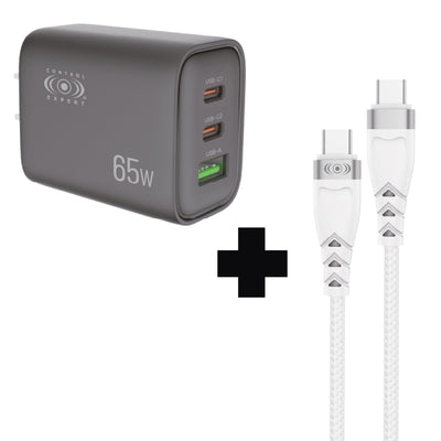 kit turbo cargador 65W mas cables de turbo carga para entrada tipo C