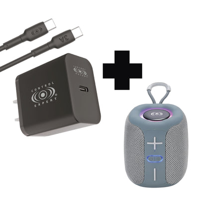 kit bocina portatil con conexion bluetooh mas cagador tipo C