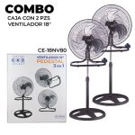 2 Ventiladores de piso 80W 3 en 1 de 18" Aspas de Metal