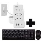 kit multicontacto 6 entradas tipo C y USB mas mouse y teclado inalambrico